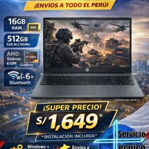 Notebook HP 255 G10, 15.6" LCD LED HD SVA, AMD Ryzen 5 7520U 2.8 / 4.3GHz, 16GB RAM