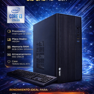 PC Intel Core i3-12100 3.3GHz H610M | 8GB DDR4 3200MHz | SSD 256GB | Case Micro ATX