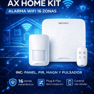 AX HOME KIT ALARMA WIFI 16 ZONAS INC: PANEL, PIR, MAGN Y PULSADOR