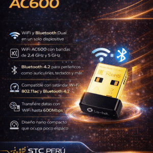 ADAPTADOR USB WIFI BLUETOOTH AC600 2.4-5GHZ