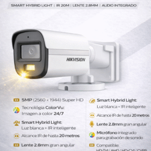 BULLET 5MP COLORVU SMART HYBRID LIGHT IR20M 2.8MM C/AUDIO