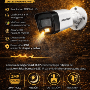 CAMARA BULLET 2MP IR25M SMART HYBRID LIGHT DS-2CE16D0T-LPFS