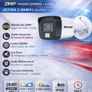 MINI BULLET 2MP AUDIO 2 VIAS SMART HYBRID LIGHT IR20M 2.8MM