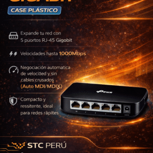 SWITCH 5P GIGABIT CASE PLASTICO