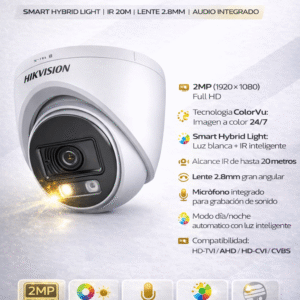 TURRET 2MP COLORVU SMART HYBRID LIGHT IR20M 2.8MM C/AUDIO